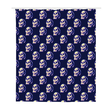 Trippy Skull Pattern Print Polyester Shower Curtain