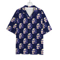 Trippy Skull Pattern Print Rayon Hawaiian Shirt