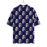 Trippy Skull Pattern Print Rayon Hawaiian Shirt