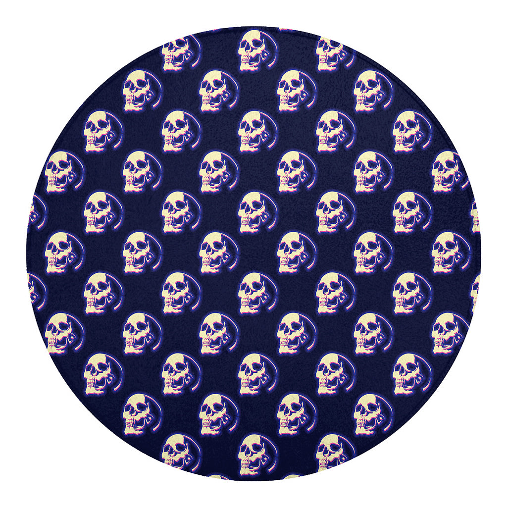 Trippy Skull Pattern Print Round Blanket