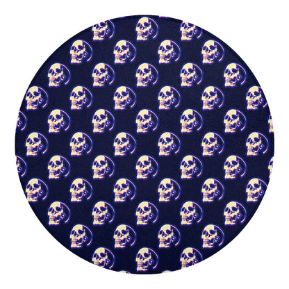 Trippy Skull Pattern Print Round Blanket