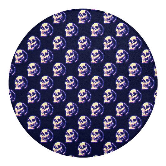 Trippy Skull Pattern Print Round Blanket