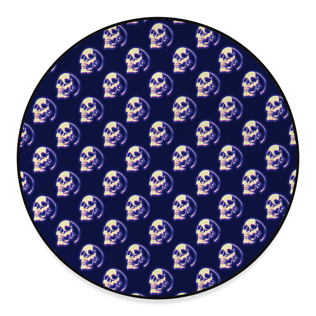 Trippy Skull Pattern Print Round Floor Mat