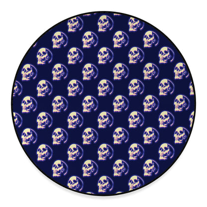 Trippy Skull Pattern Print Round Floor Mat