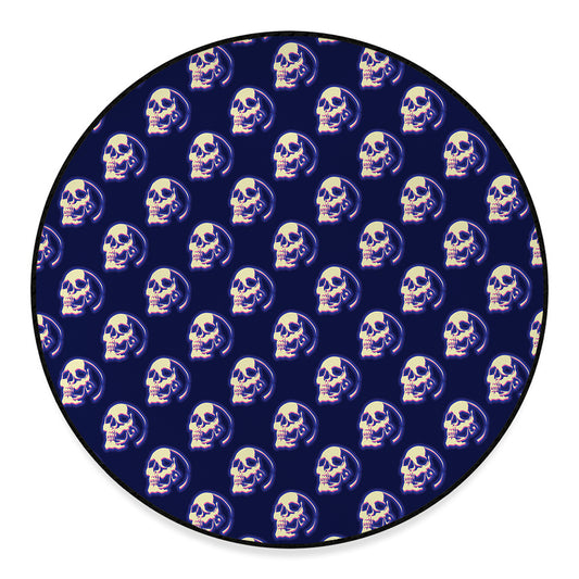 Trippy Skull Pattern Print Round Floor Mat