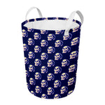 Trippy Skull Pattern Print Round Laundry Basket