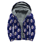Trippy Skull Pattern Print Sherpa Lined Zip Up Hoodie