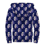 Trippy Skull Pattern Print Sherpa Lined Zip Up Hoodie
