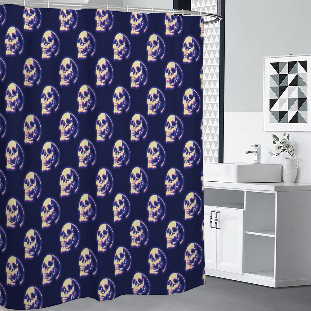 Trippy Skull Pattern Print Shower Curtain