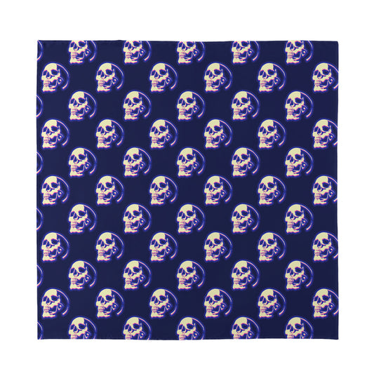 Trippy Skull Pattern Print Silk Bandana