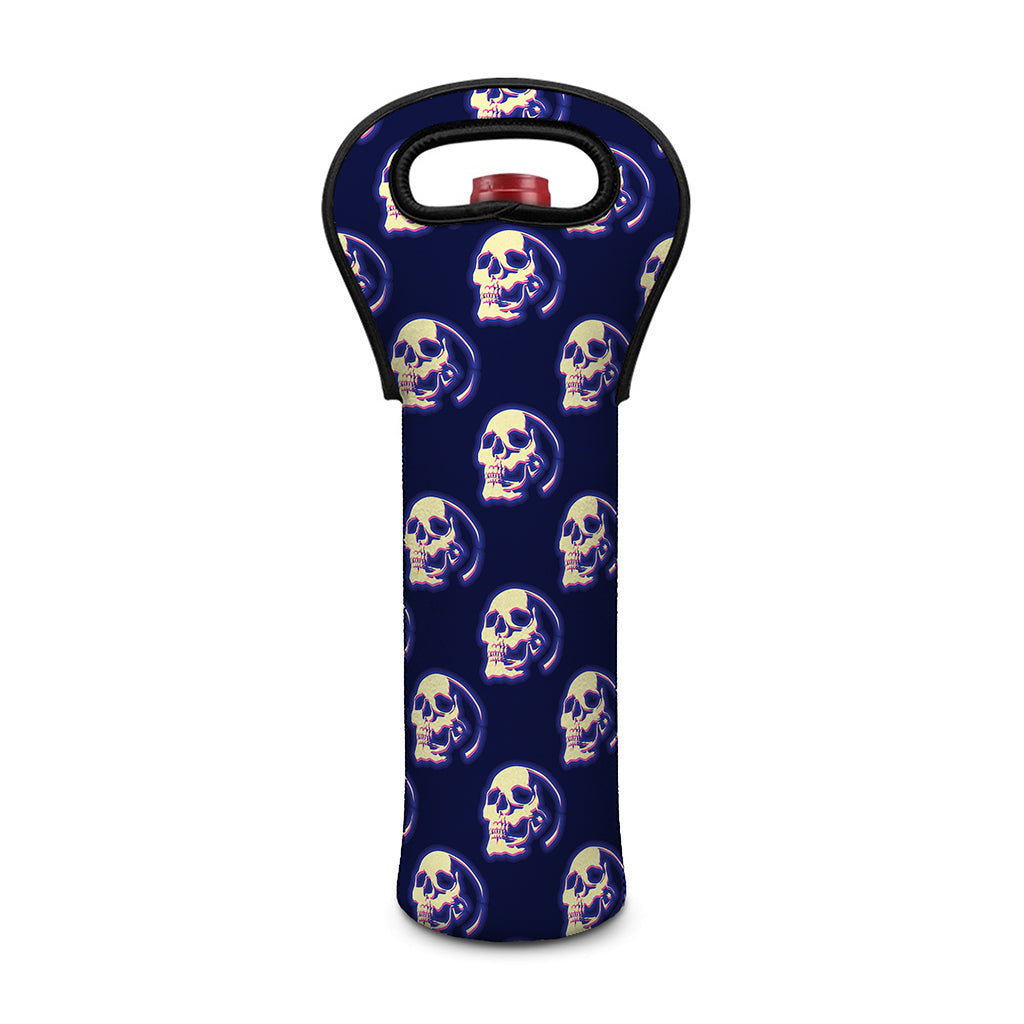 Trippy Skull Pattern Print Single Neoprene Wine Tote