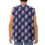 Trippy Skull Pattern Print Sleeveless Baseball Jersey
