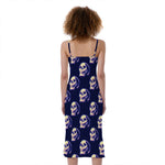Trippy Skull Pattern Print Slim Fit Midi Cami Dress