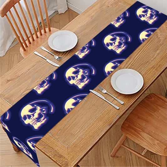 Trippy Skull Pattern Print Table Runner