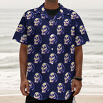 Trippy Skull Pattern Print Textured Short Sleeve Shirt
