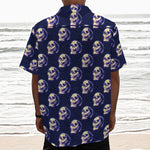 Trippy Skull Pattern Print Textured Short Sleeve Shirt