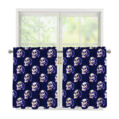 Trippy Skull Pattern Print Tier Curtains