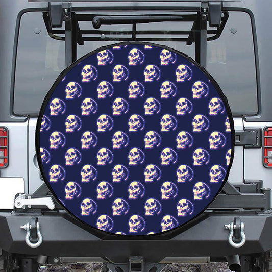 Trippy Skull Pattern Print Tire Cover