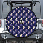 Trippy Skull Pattern Print Tire Cover With Camera Hole