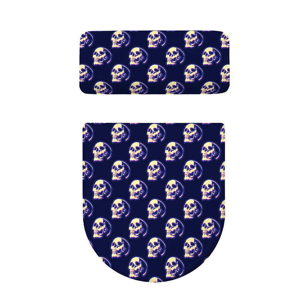 Trippy Skull Pattern Print Toilet Lid And Tank Cover Set