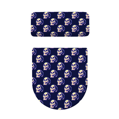 Trippy Skull Pattern Print Toilet Lid And Tank Cover Set
