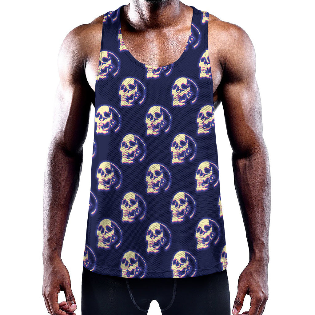 Trippy Skull Pattern Print Training Tank Top