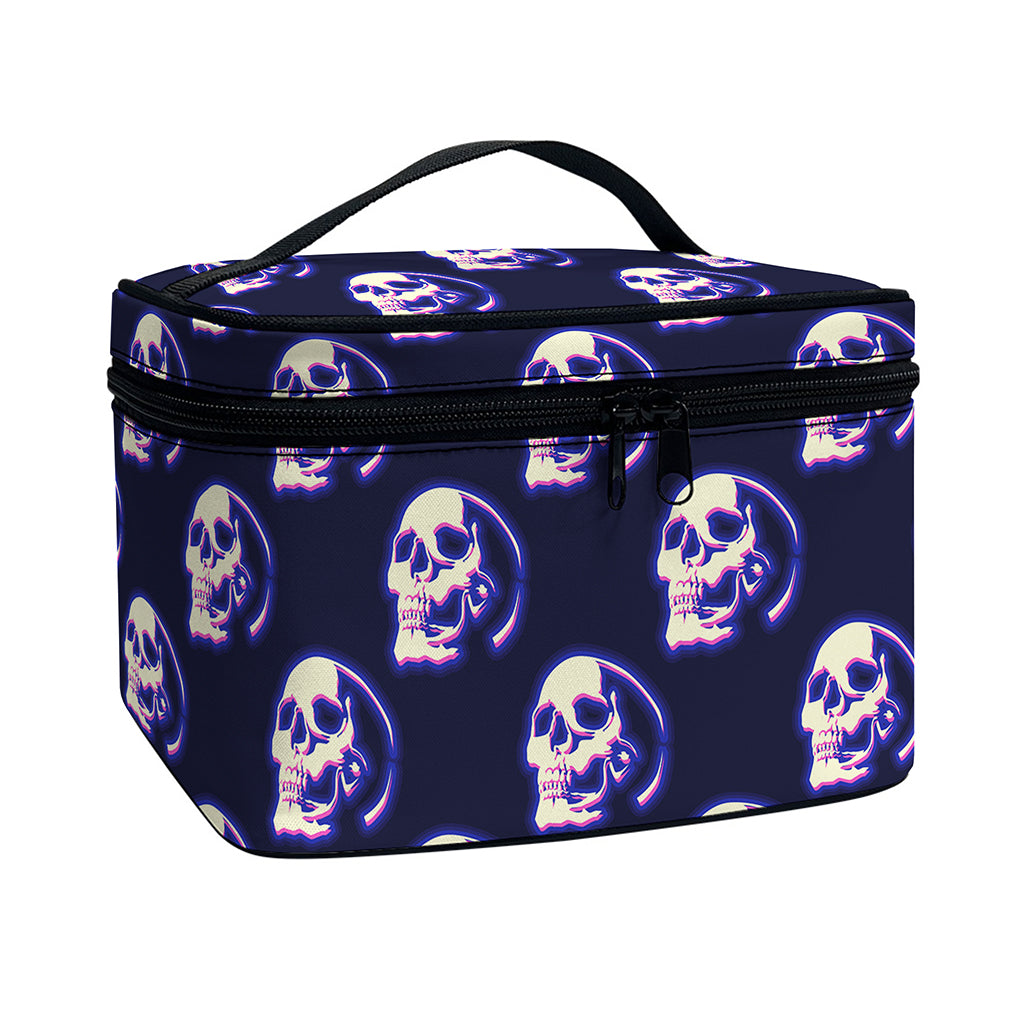 Trippy Skull Pattern Print Travel Makeup Bag