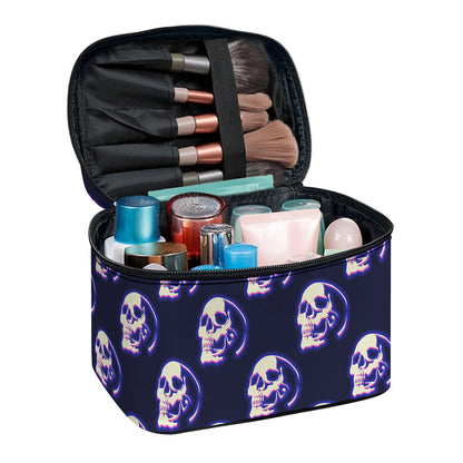 Trippy Skull Pattern Print Travel Makeup Bag