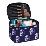 Trippy Skull Pattern Print Travel Makeup Bag