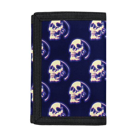Trippy Skull Pattern Print Trifold Wallet