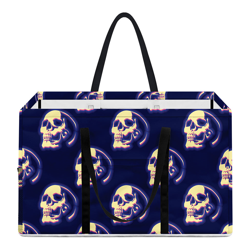 Trippy Skull Pattern Print Utility Tote Bag