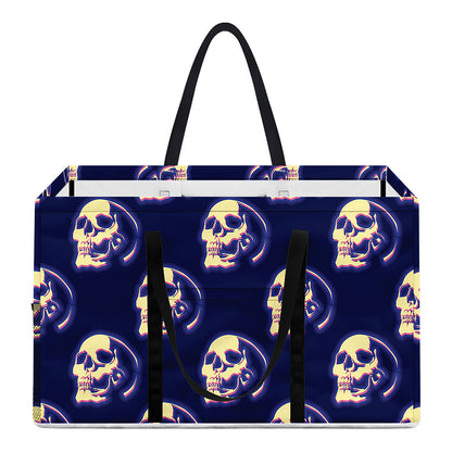 Trippy Skull Pattern Print Utility Tote Bag