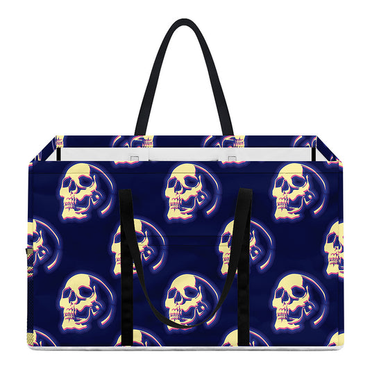 Trippy Skull Pattern Print Utility Tote Bag