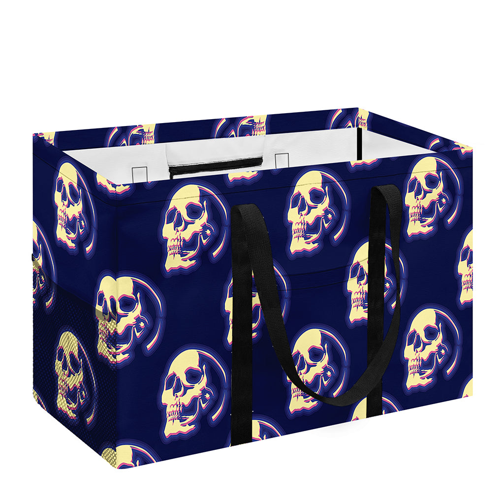 Trippy Skull Pattern Print Utility Tote Bag