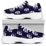 Trippy Skull Pattern Print White Chunky Shoes