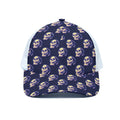 Trippy Skull Pattern Print White Mesh Trucker Hat