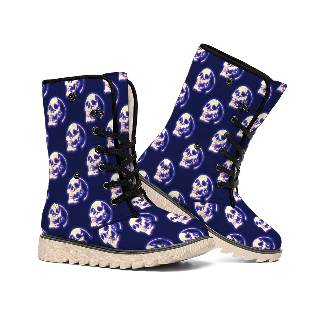 Trippy Skull Pattern Print Winter Boots