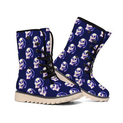 Trippy Skull Pattern Print Winter Boots