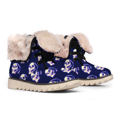 Trippy Skull Pattern Print Winter Boots