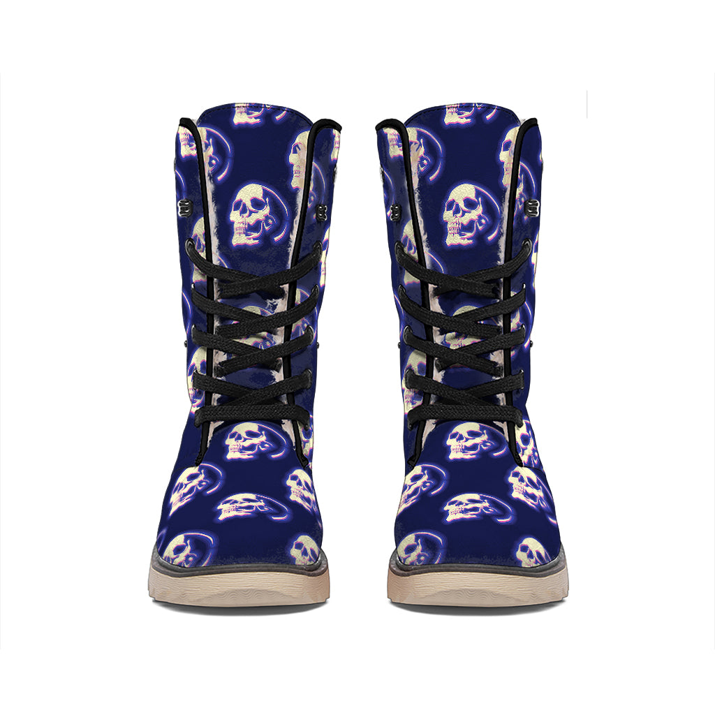 Trippy Skull Pattern Print Winter Boots