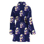 Trippy Skull Pattern Print Women's Bathrobe