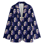 Trippy Skull Pattern Print Women's Blazer