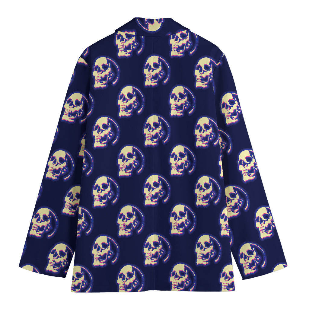 Trippy Skull Pattern Print Women's Blazer