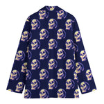Trippy Skull Pattern Print Women's Cotton Blazer