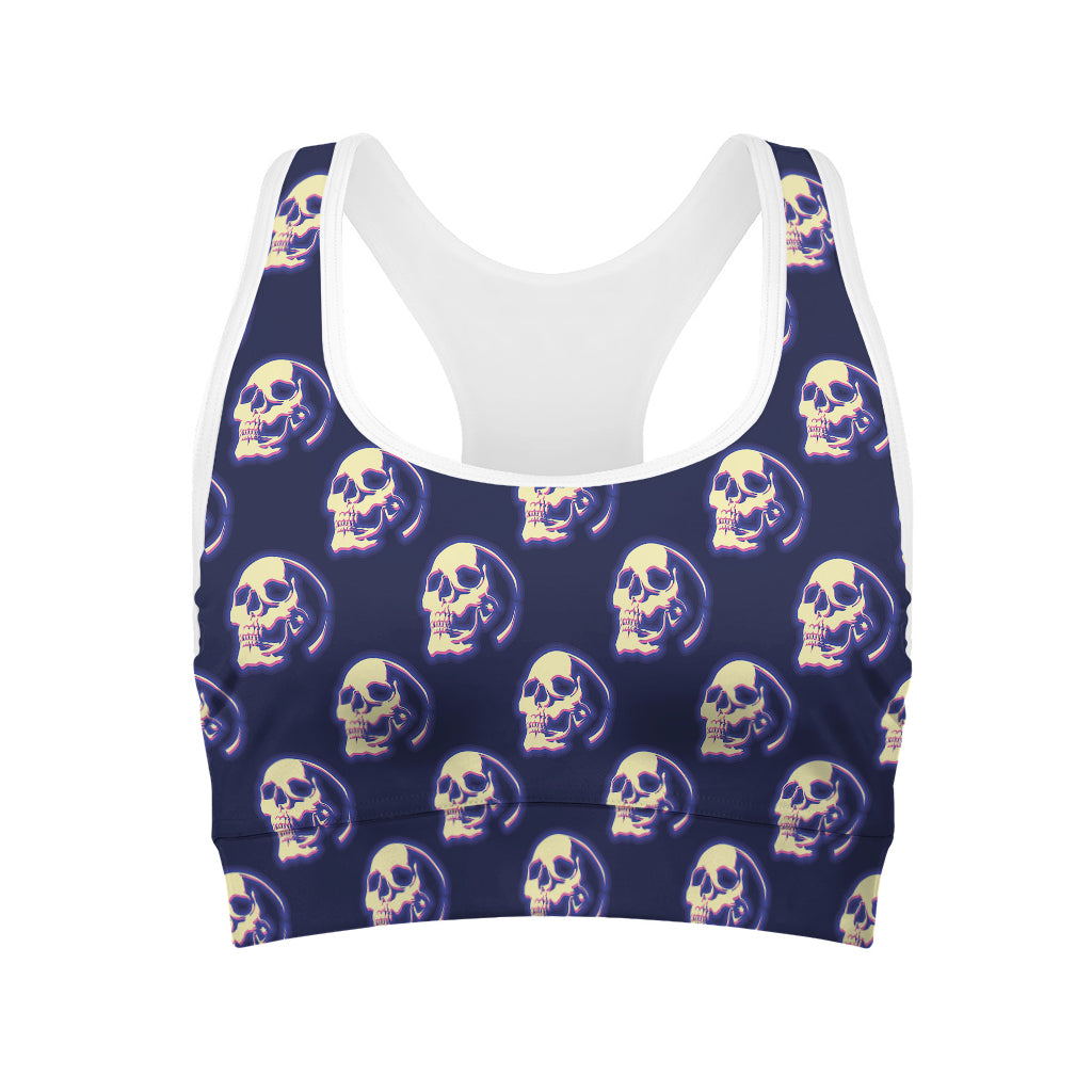 Trippy Skull Pattern Print Women's Sports Bra