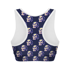 Trippy Skull Pattern Print Women's Sports Bra