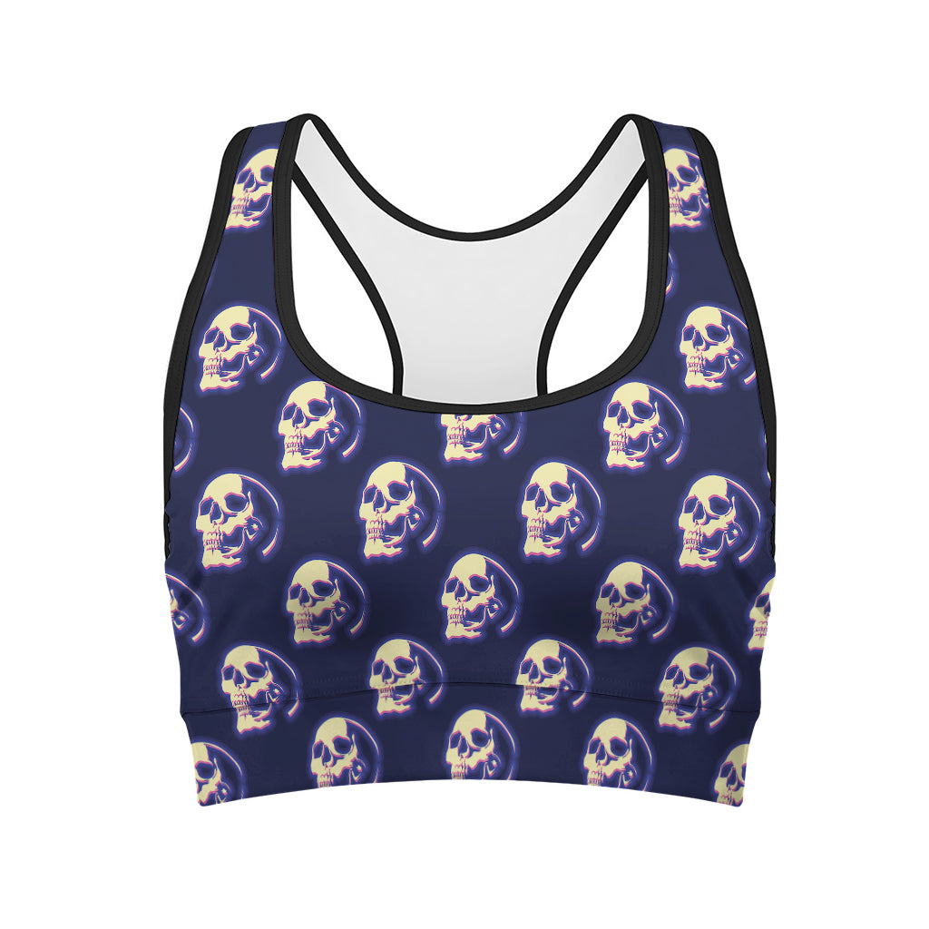 Trippy Skull Pattern Print Women's Sports Bra