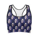 Trippy Skull Pattern Print Women's Sports Bra