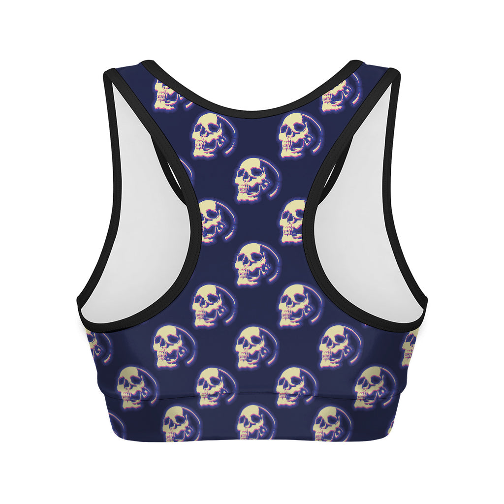 Trippy Skull Pattern Print Women's Sports Bra