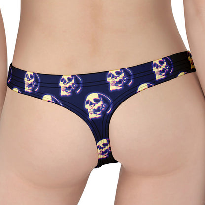 Trippy Skull Pattern Print Women's Thong